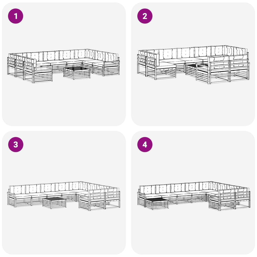 Udendørs sofagruppe 10 pcs Hvid og cremefarvet