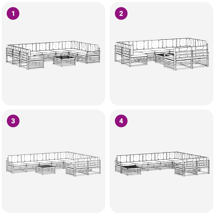 Udendørs sofagruppe 10 pcs Hvid og cremefarvet