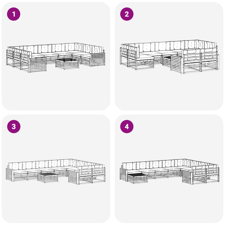Udendørs sofagruppe 10 pcs Hvid og antracit Massivt Akacietræ