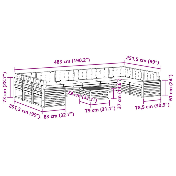 Sofasæt Massivt Akacietræ