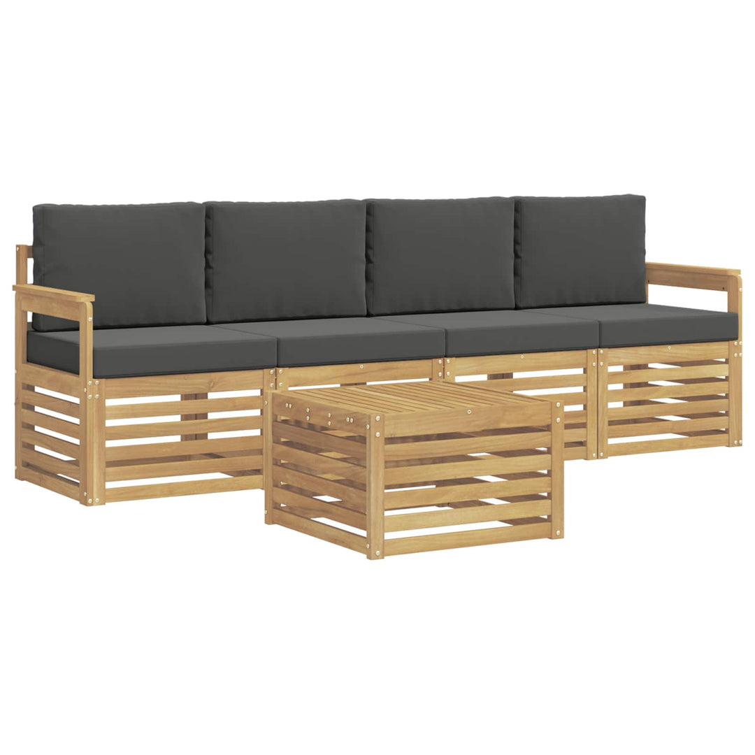 Udendørs sofagruppe med pude 5 pcs Hvid og antracit Polyester