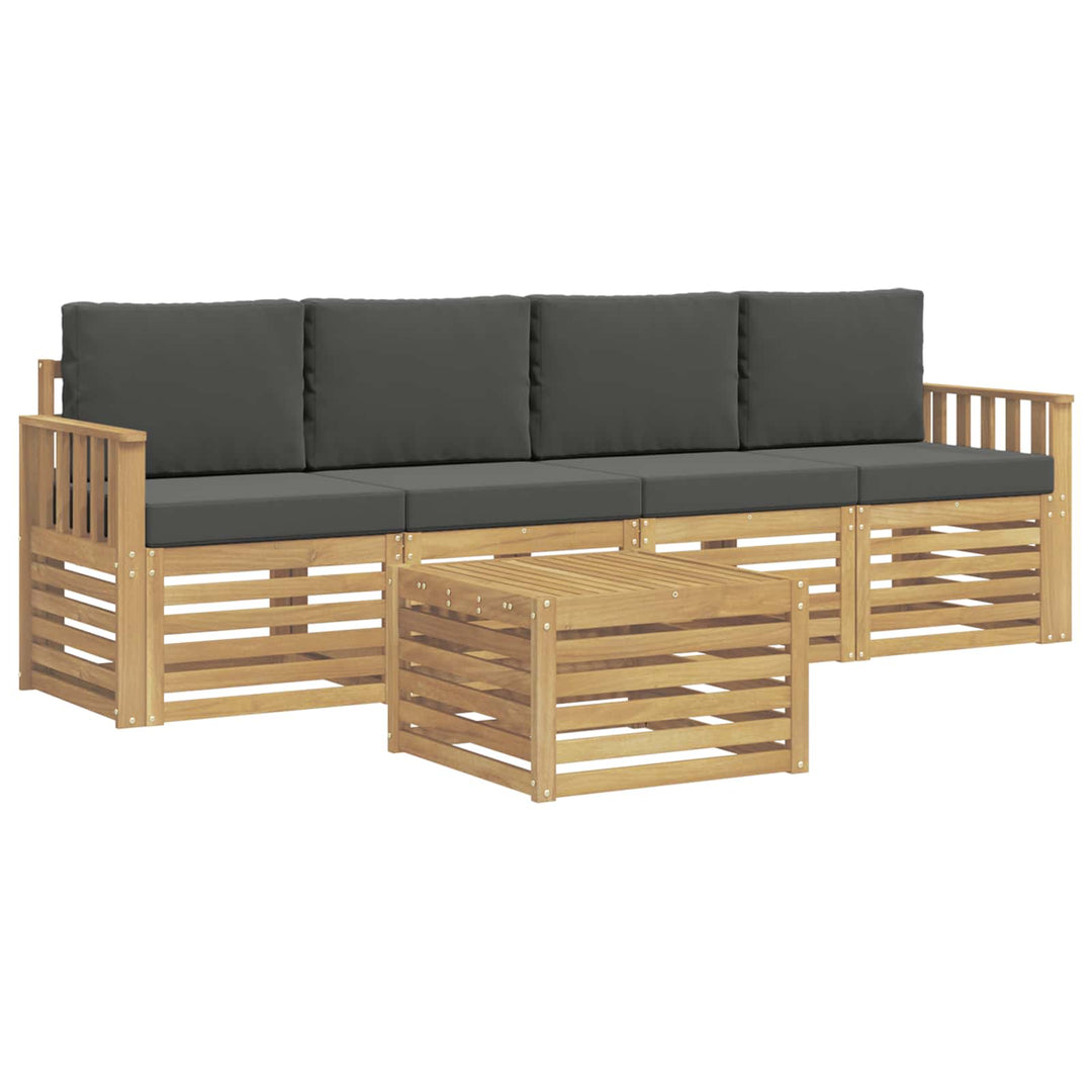 Udendørs sofagruppe med pude 5 pcs Hvid og antracit Polyester