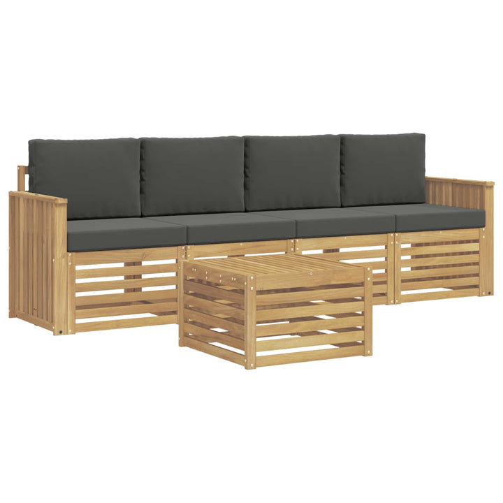 Udendørs sofagruppe med pude 5 pcs Hvid og antracit Polyester