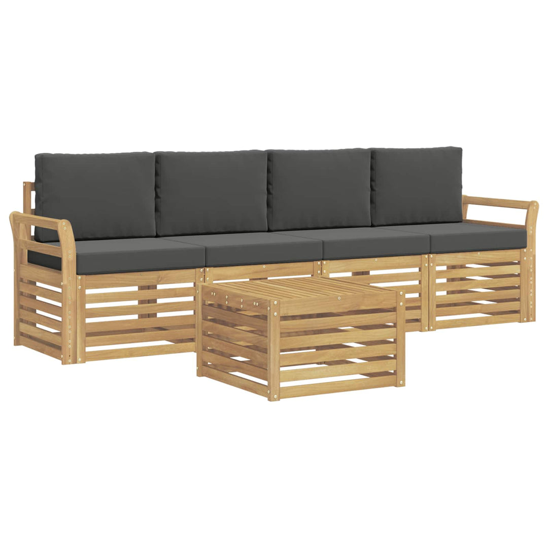 Udendørs sofagruppe med pude 5 pcs Hvid og antracit Polyester