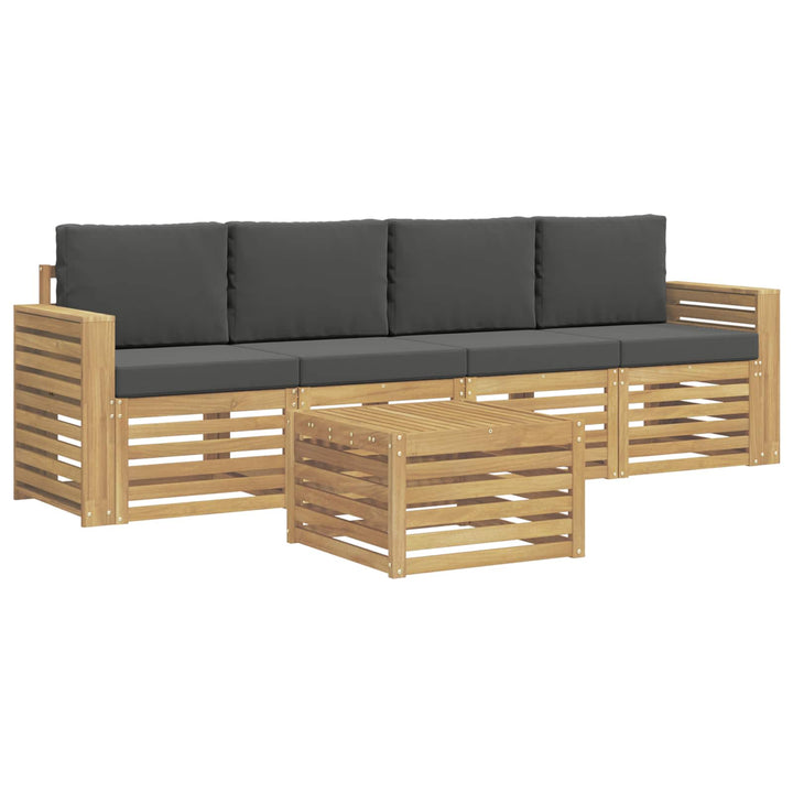 Udendørs sofagruppe med pude 5 pcs Hvid og antracit Polyester