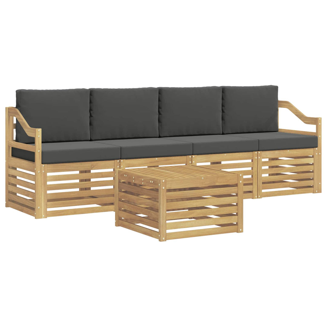 Udendørs sofagruppe med pude 5 pcs Hvid og antracit Polyester