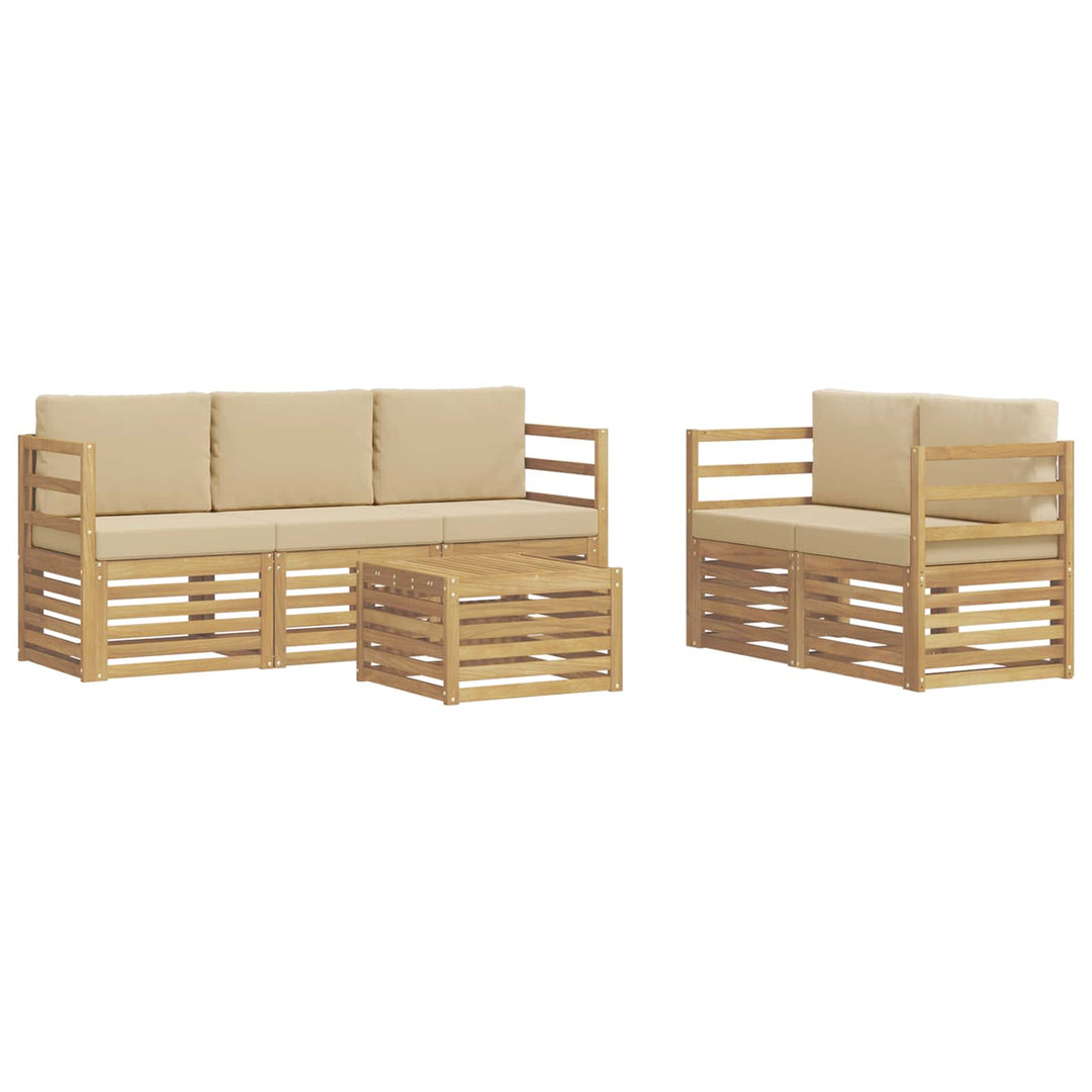 Udendørs sofagruppe 6 stk. Hvid og Beige Polyester