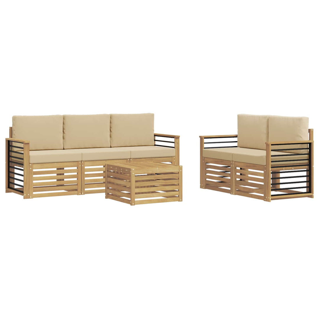 Udendørs sofagruppe 6 stk. Hvid og Beige Polyester