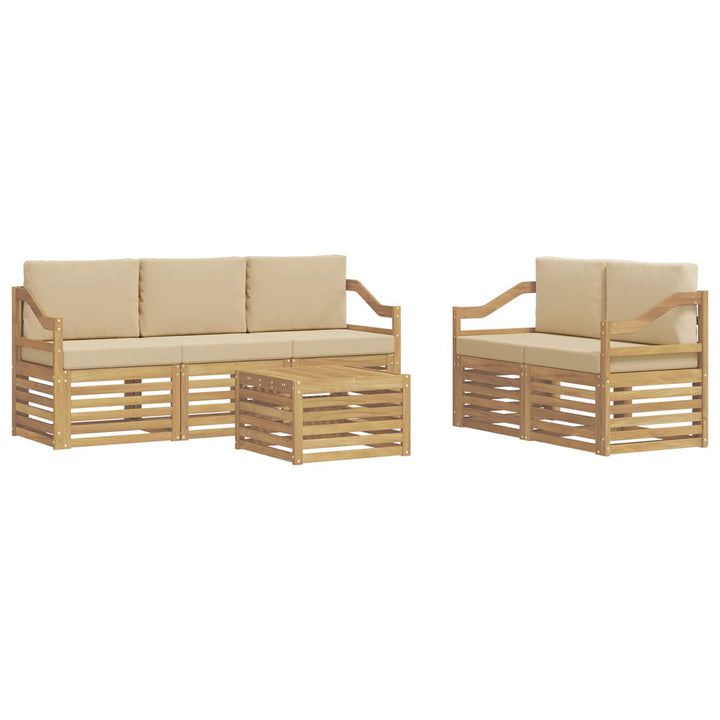 Udendørs sofagruppe 6 stk. Hvid og Beige Polyester