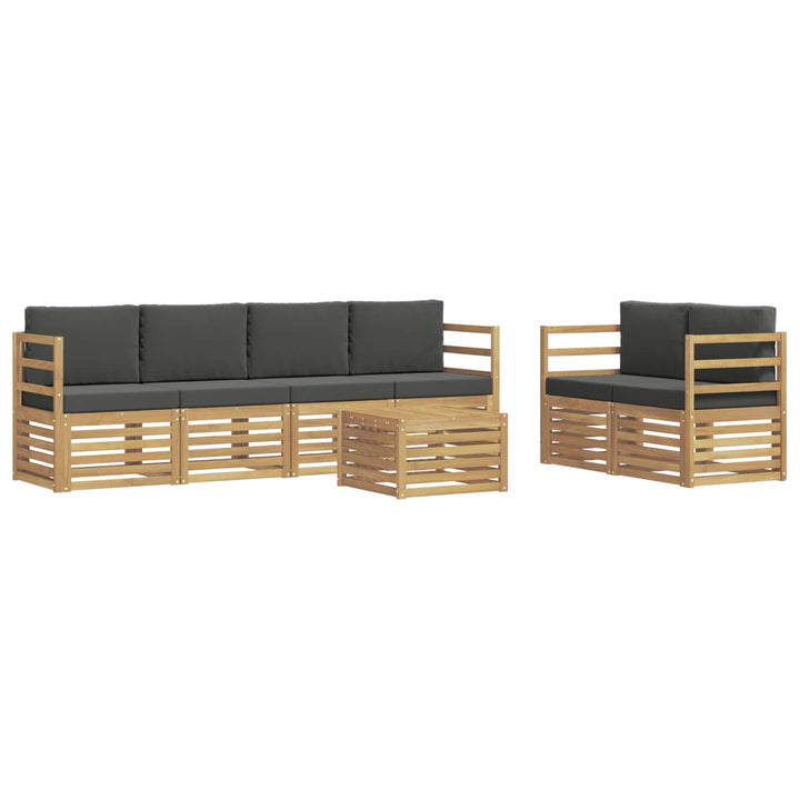 Udendørs sofagruppe med pude 7 pcs Hvid og antracit Polyester