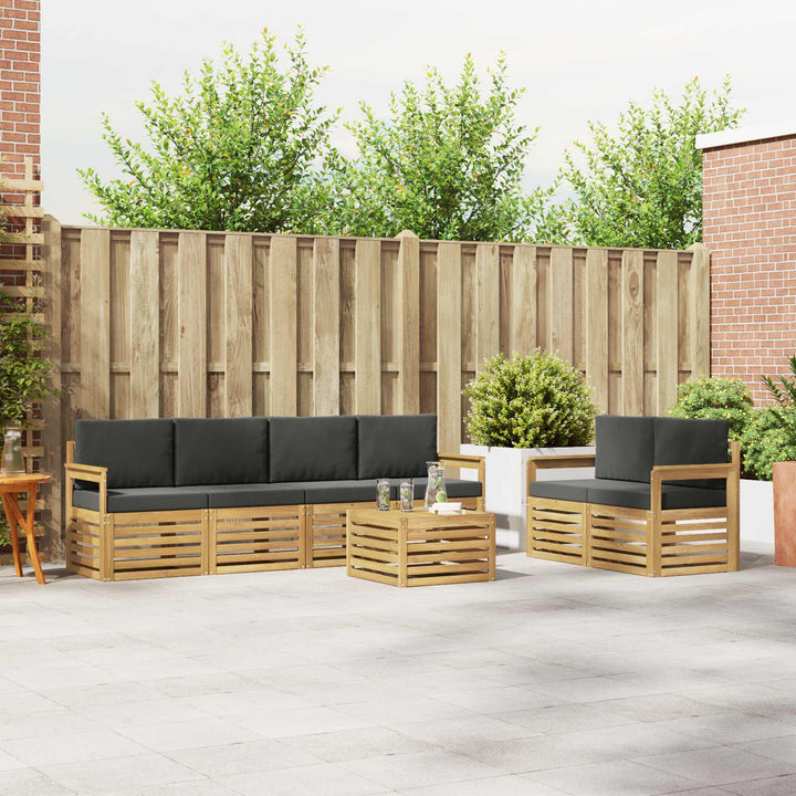 Udendørs sofagruppe med pude 7 pcs Hvid og antracit Polyester