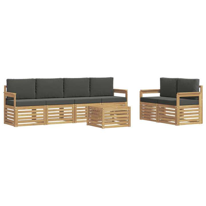 Udendørs sofagruppe med pude 7 pcs Hvid og antracit Polyester