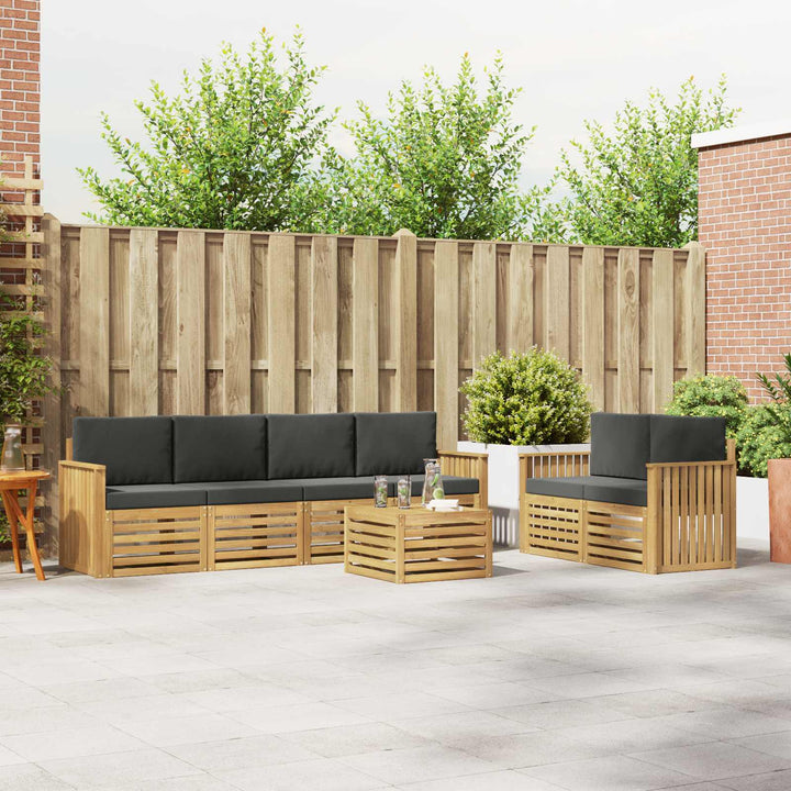 Udendørs sofagruppe med pude 7 pcs Hvid og antracit Polyester