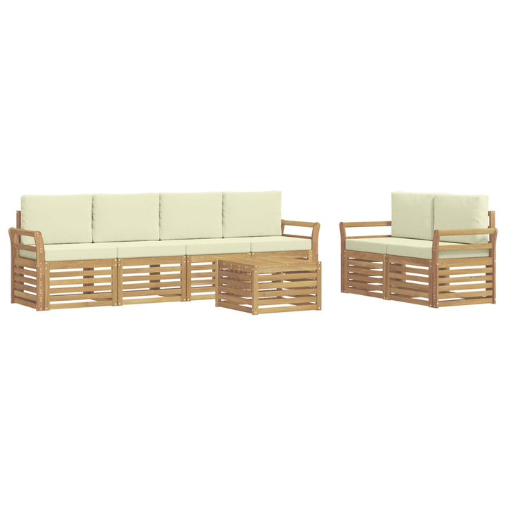 Udendørs sofagruppe 7 pcs Hvid og cremefarvet Polyester