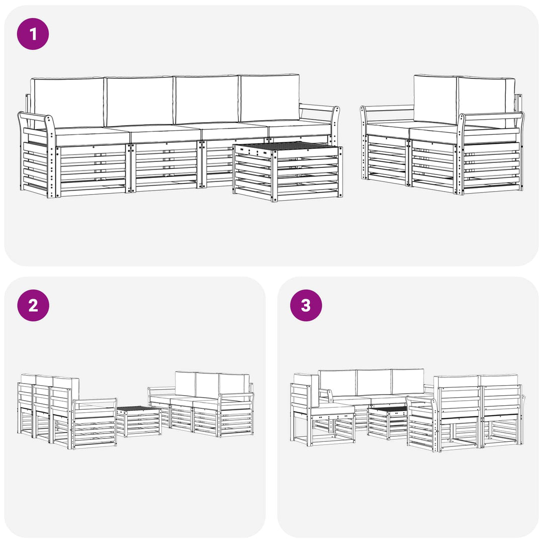 Udendørs sofagruppe 7 pcs Hvid og cremefarvet Polyester