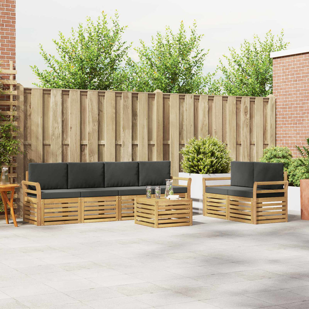Udendørs sofagruppe med pude 7 pcs Hvid og antracit Polyester