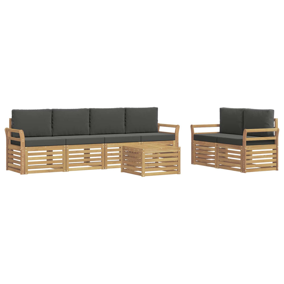 Udendørs sofagruppe med pude 7 pcs Hvid og antracit Polyester