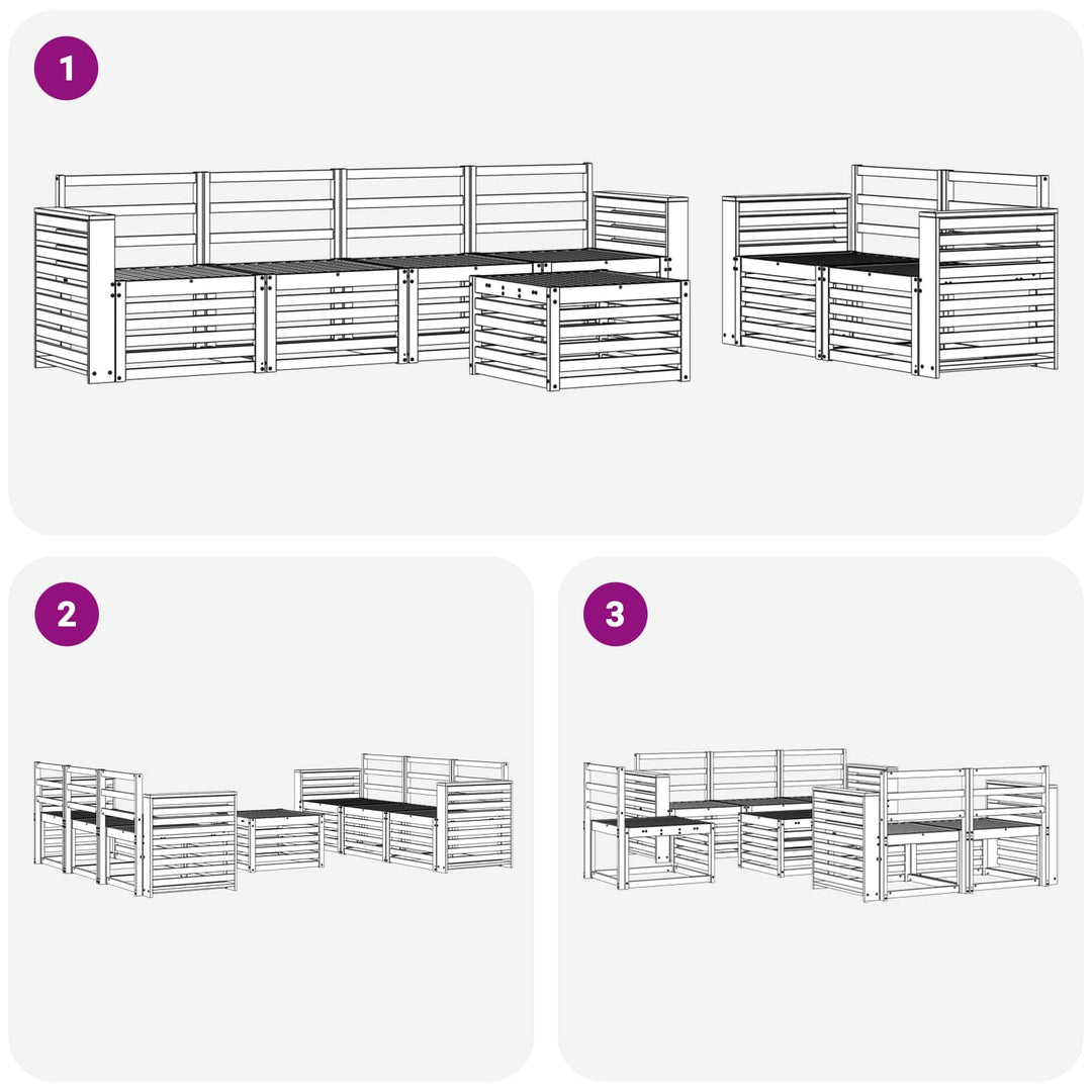 Udendørs sofagruppe 7 pcs Hvid Massivt Akacietræ