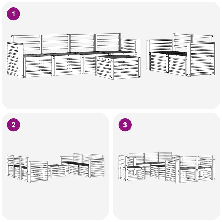 Udendørs sofagruppe 7 pcs Hvid Massivt Akacietræ