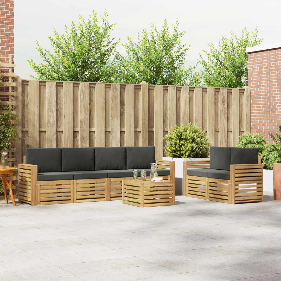 Udendørs sofagruppe med pude 7 pcs Hvid og antracit Polyester