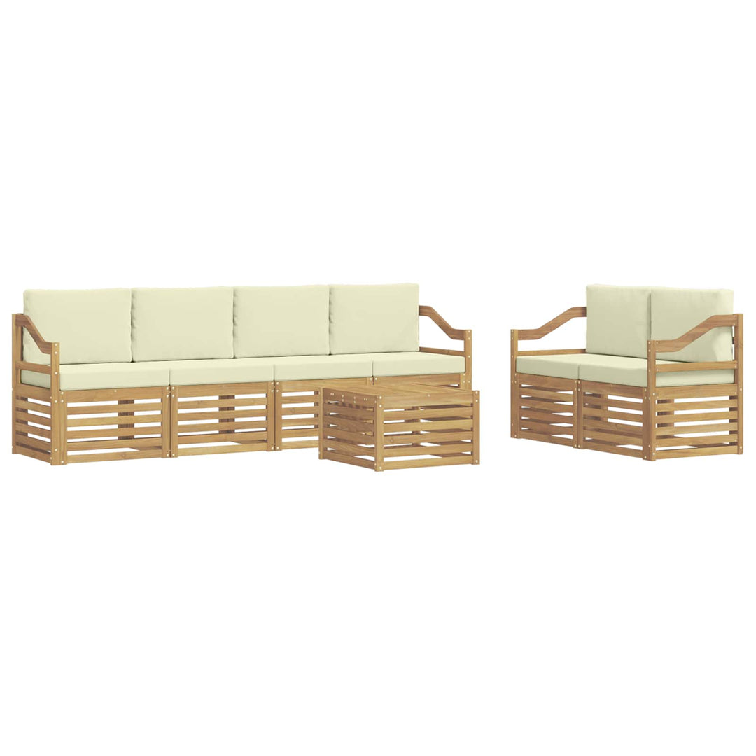 Udendørs sofagruppe 7 pcs Hvid og cremefarvet Polyester