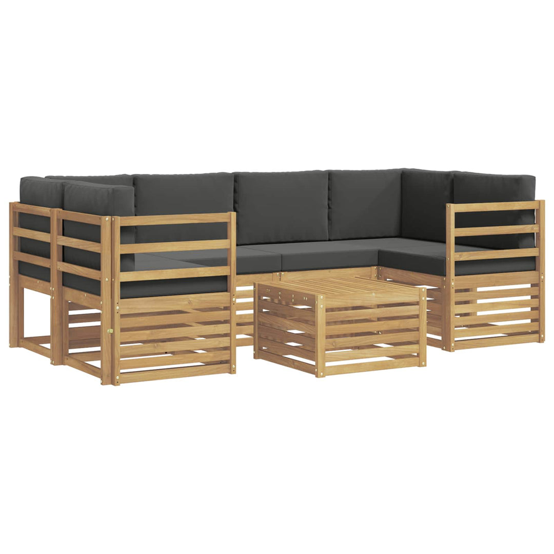 Udendørs sofagruppe med pude 7 pcs Hvid og antracit Polyester