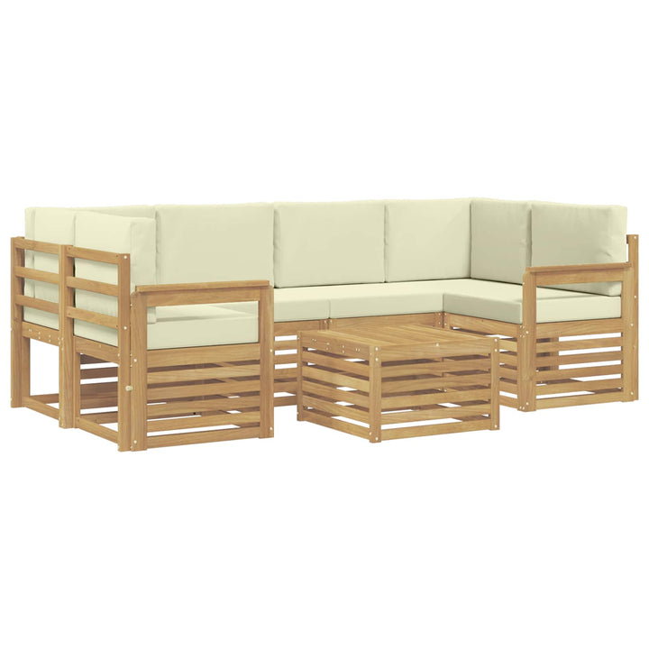 Udendørs sofagruppe 7 pcs Hvid og cremefarvet Polyester