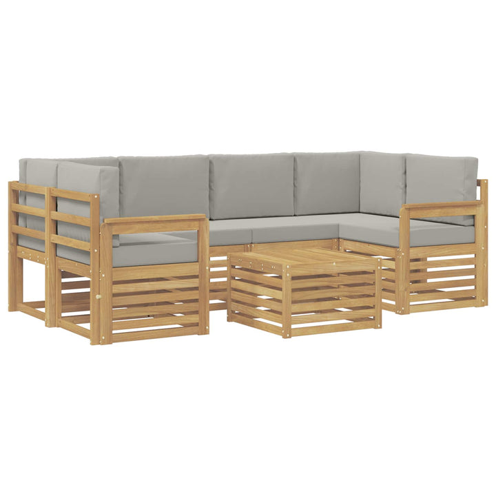 Udendørs sofagruppe med pude 7 pcs Hvid og lysegrå Polyester