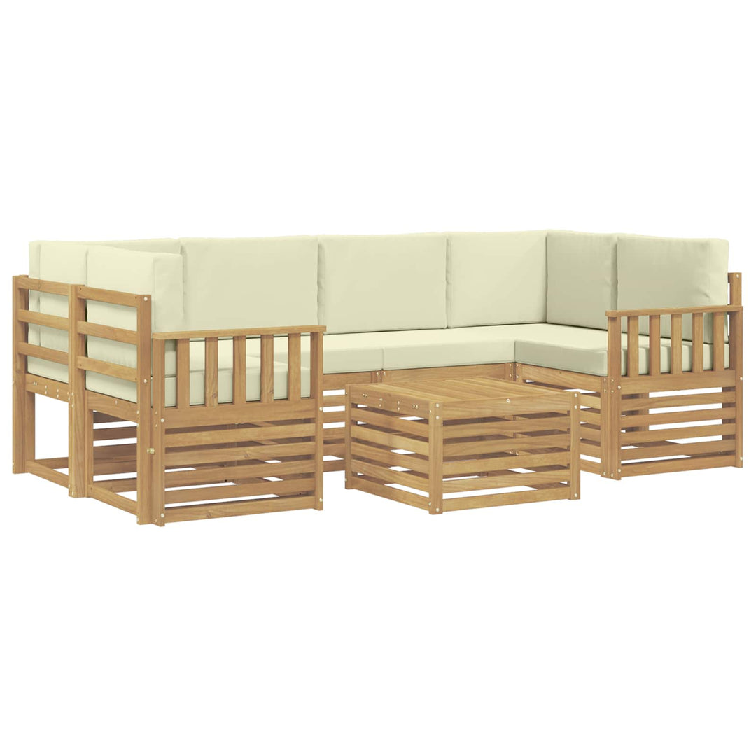 Udendørs sofagruppe 7 pcs Hvid og cremefarvet Polyester