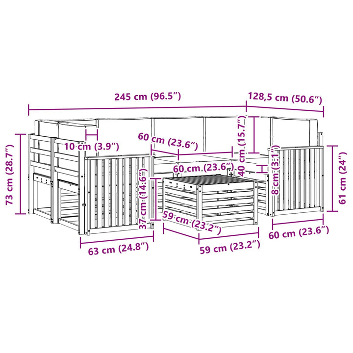 Udendørs sofagruppe med pude 7 pcs Hvid og antracit Polyester