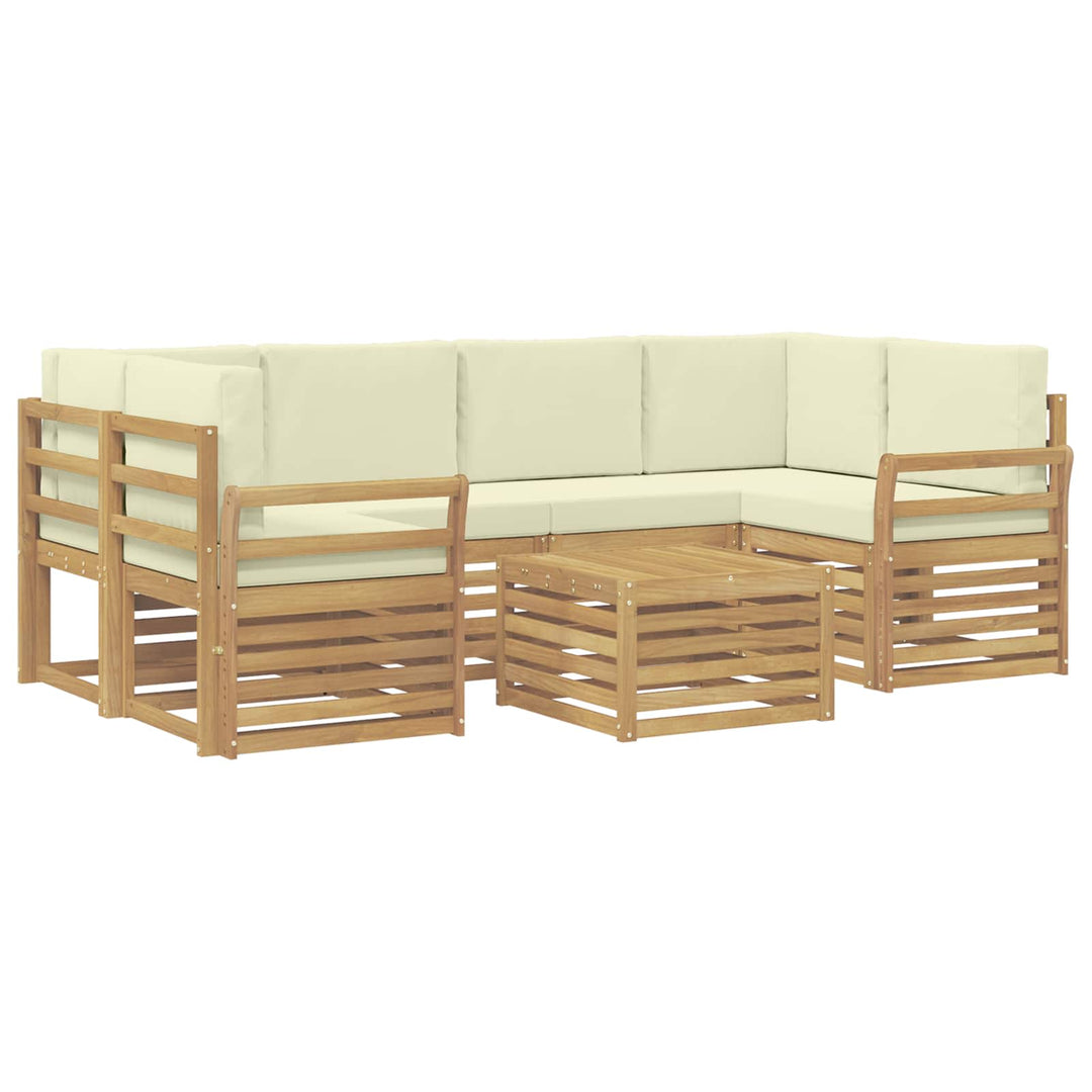 Udendørs sofagruppe 7 pcs Hvid og cremefarvet Polyester
