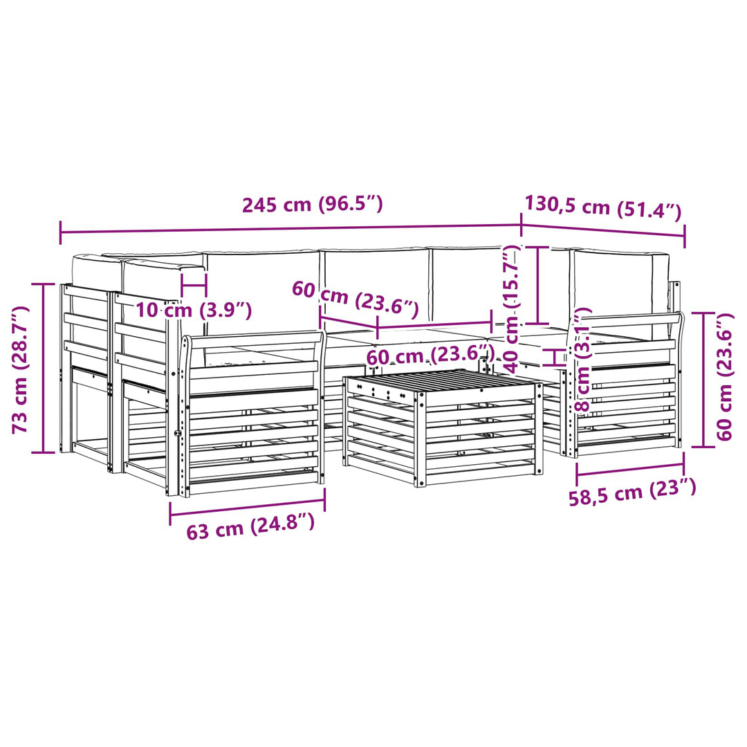Udendørs sofagruppe 7 pcs Hvid og cremefarvet Polyester