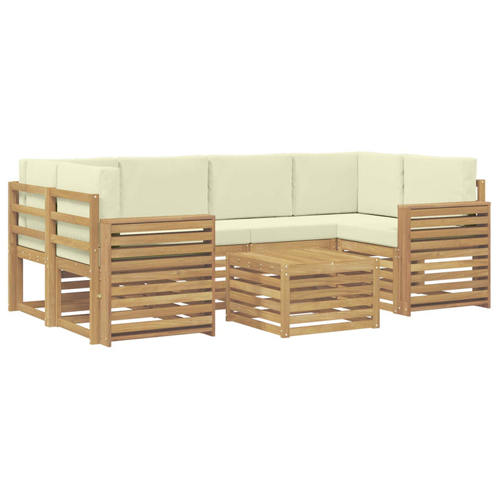 Udendørs sofagruppe 7 pcs Hvid og cremefarvet Polyester