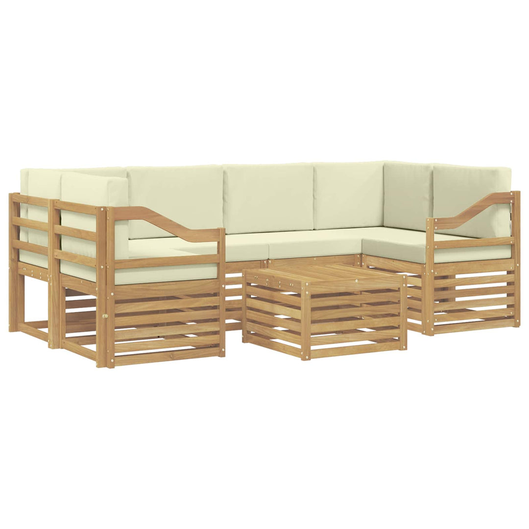 Udendørs sofagruppe 7 pcs Hvid og cremefarvet Polyester