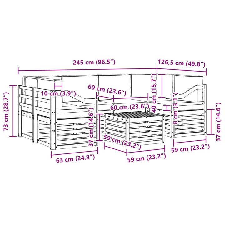 Udendørs sofagruppe 7 pcs Hvid og cremefarvet Polyester