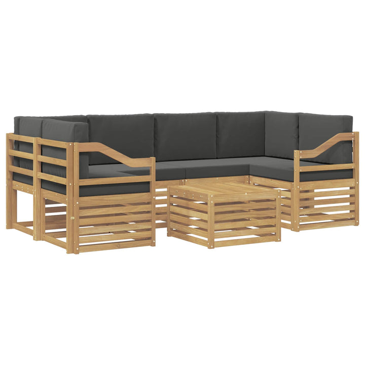 Udendørs sofagruppe med pude 7 pcs Hvid og antracit Polyester