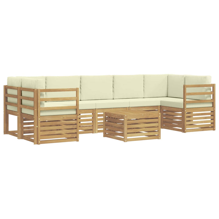 Udendørs sofagruppe 8 pcs Hvid og cremefarvet Polyester