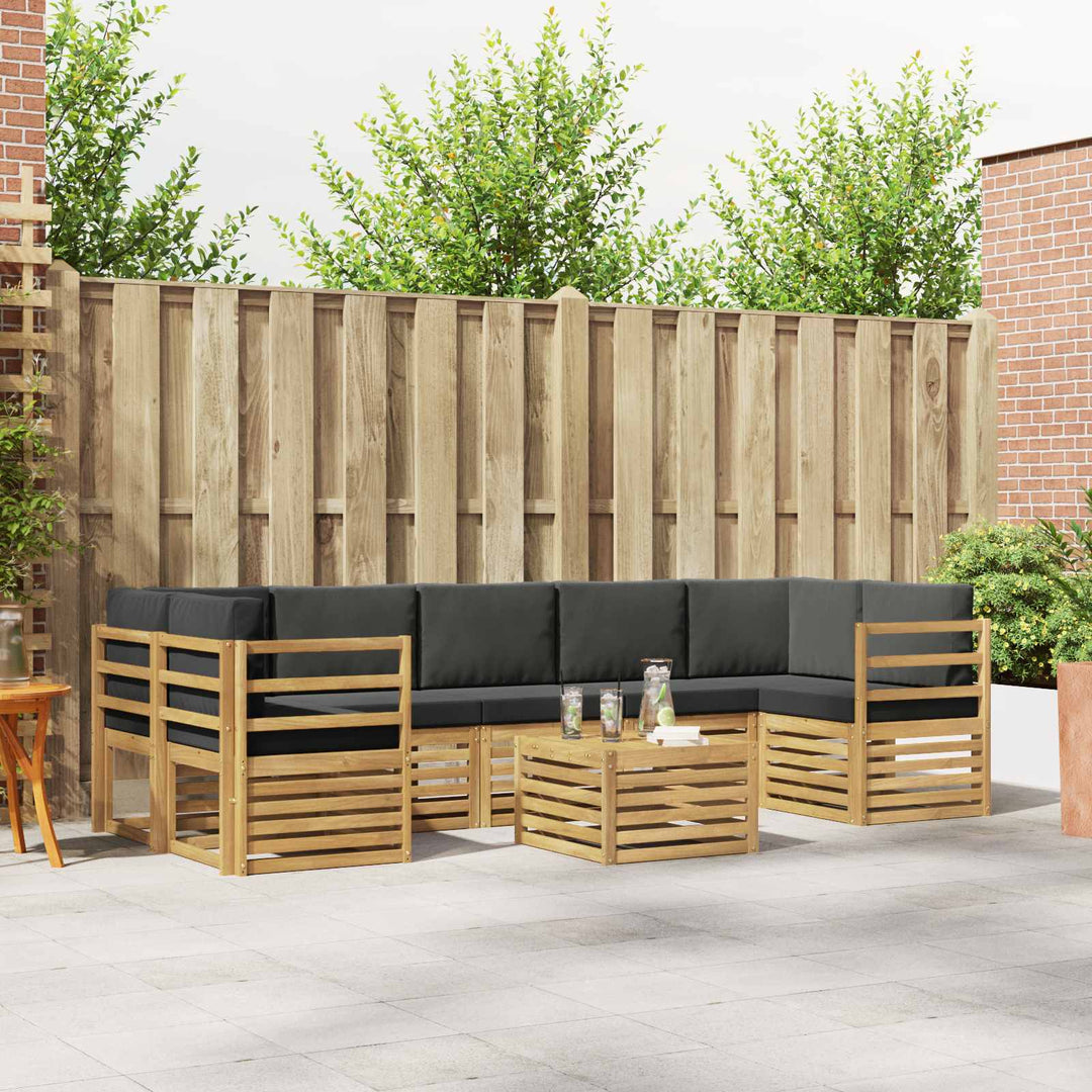 Udendørs sofagruppe med pude 8 pcs Hvid og antracit Polyester