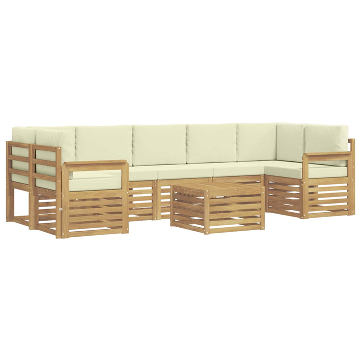 Udendørs sofagruppe 8 pcs Hvid og cremefarvet Polyester