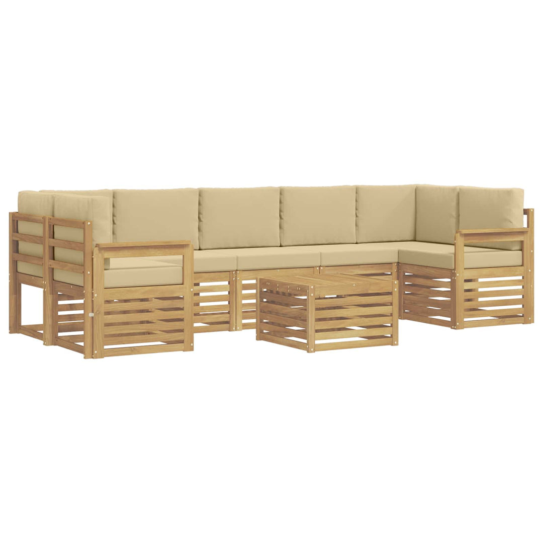 Udendørs sofagruppe med pude 8 pcs Hvid og Beige Polyester