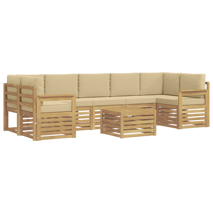 Udendørs sofagruppe med pude 8 pcs Hvid og Beige Polyester