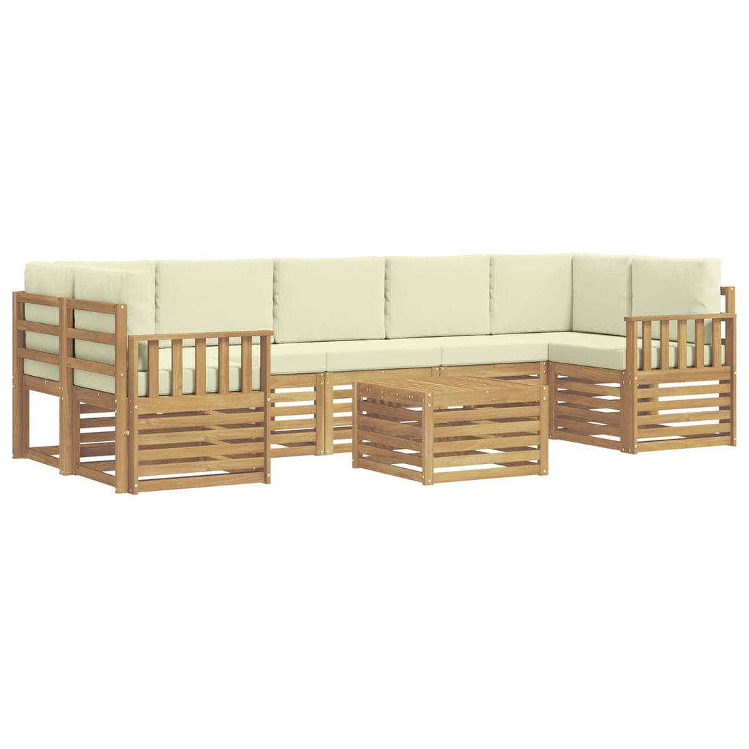 Udendørs sofagruppe 8 pcs Hvid og cremefarvet Polyester