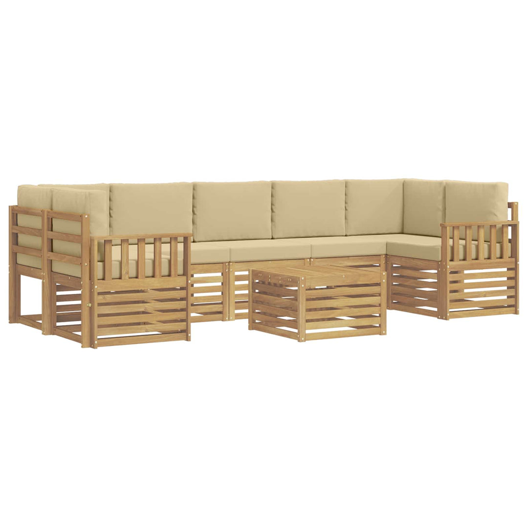Udendørs sofagruppe med pude 8 pcs Hvid og Beige Polyester