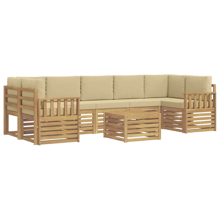 Udendørs sofagruppe med pude 8 pcs Hvid og Beige Polyester
