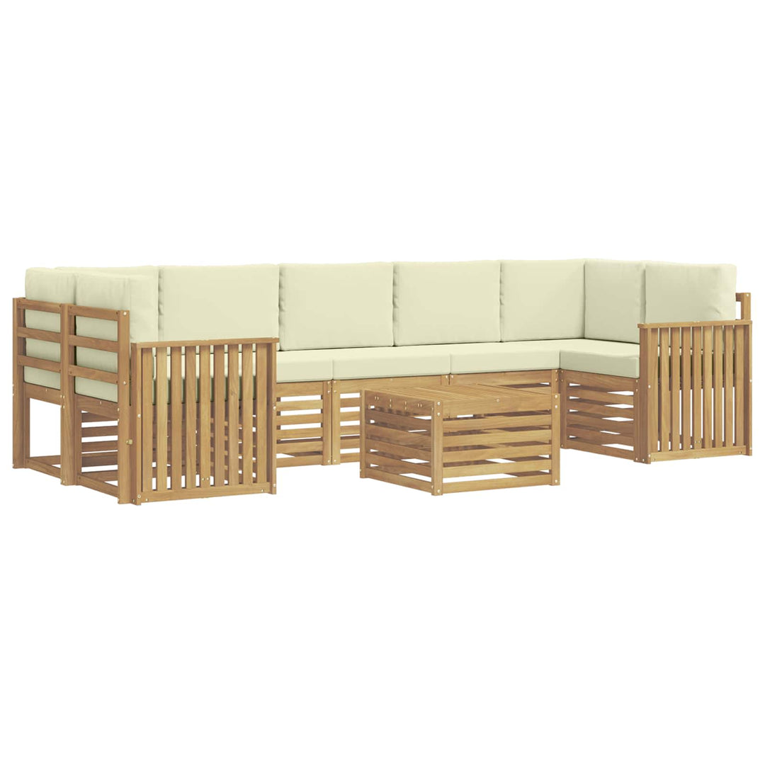 Udendørs sofagruppe 8 pcs Hvid og cremefarvet Polyester
