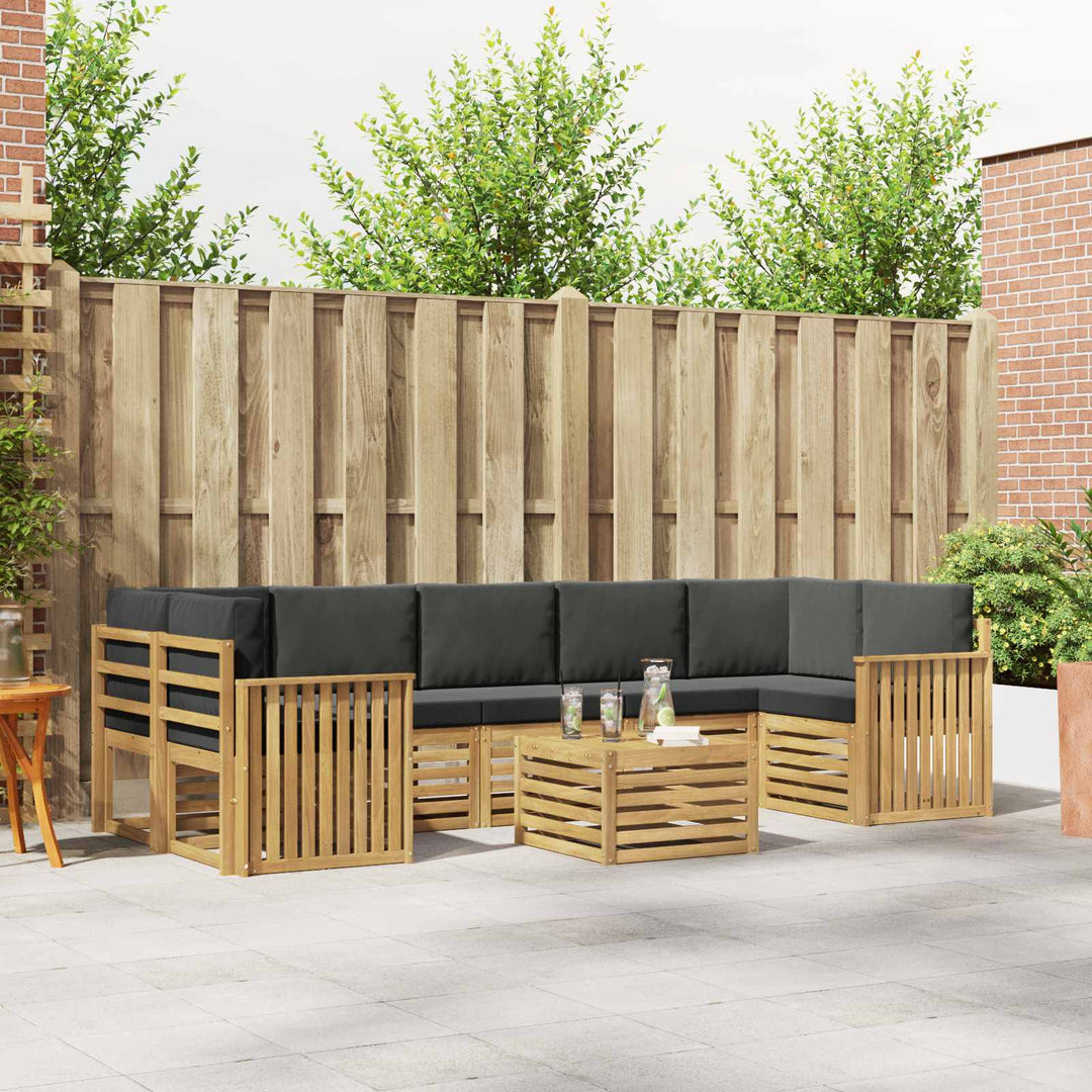 Udendørs sofagruppe med pude 8 pcs Hvid og antracit Polyester