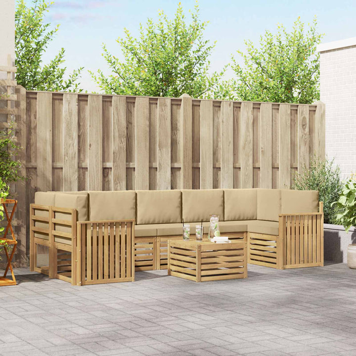 Udendørs sofagruppe med pude 8 pcs Hvid og Beige Polyester