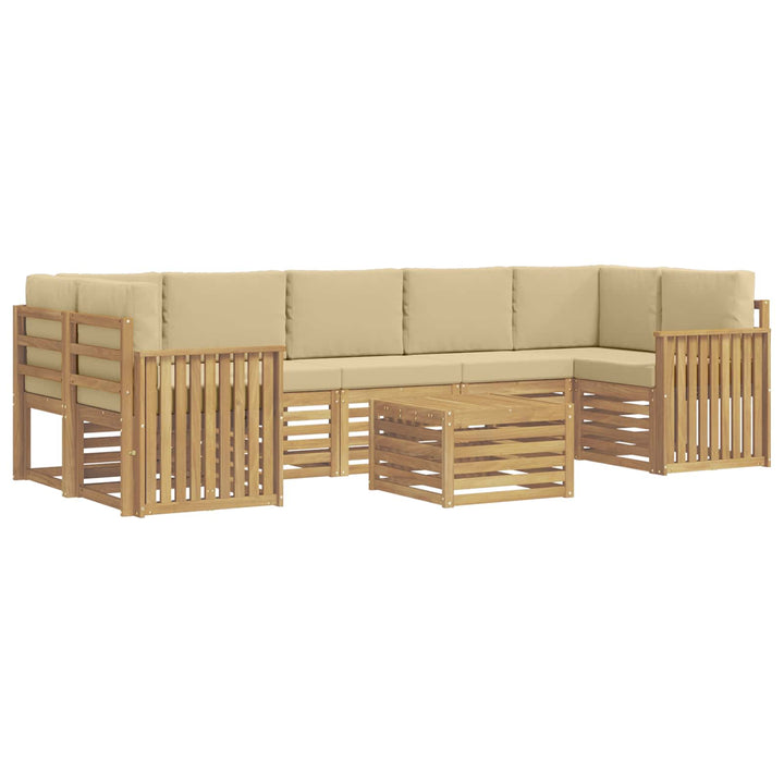 Udendørs sofagruppe med pude 8 pcs Hvid og Beige Polyester