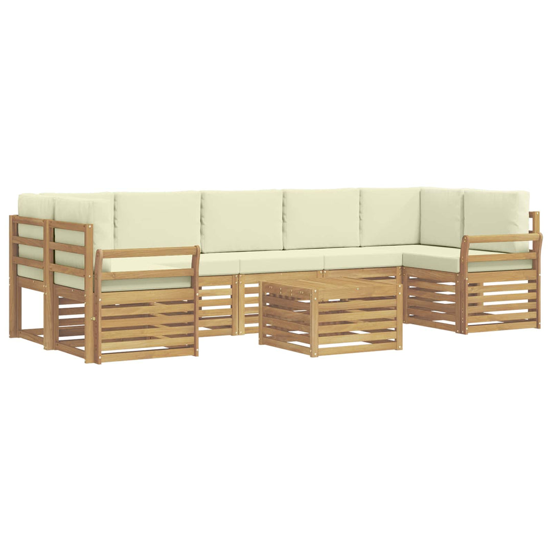 Udendørs sofagruppe 8 pcs Hvid og cremefarvet Polyester