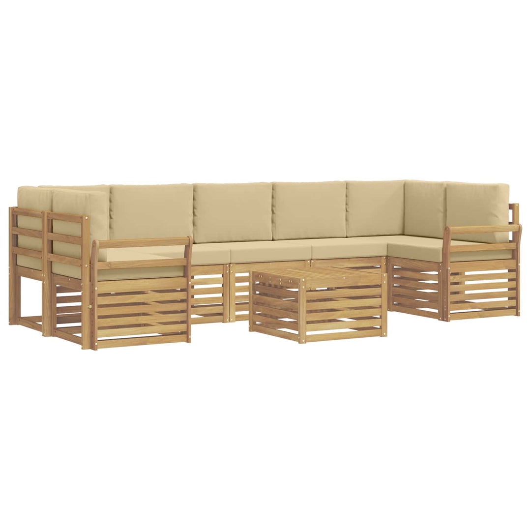 Udendørs sofagruppe med pude 8 pcs Hvid og Beige Polyester